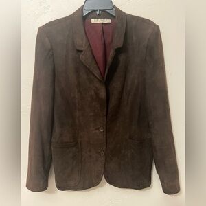 Horst~Vtg.~Rich Brown Suede~Two-Button Closure~Blazer~Hand Pockets~Lined~Size 14